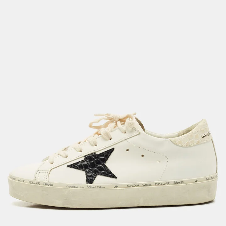 Golden Goose White Leather Hi Star Sneakers Size 39