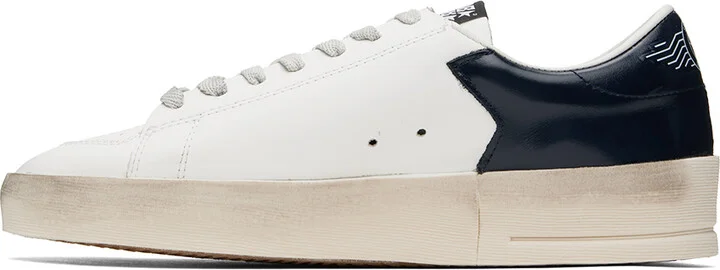 Golden Goose White & Navy Stardan Sneakers - Image 3