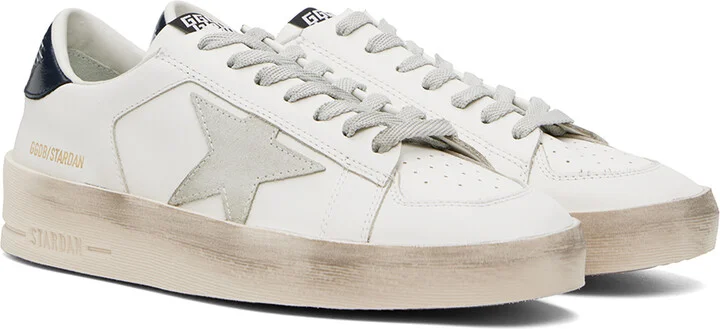 Golden Goose White & Navy Stardan Sneakers - Image 4