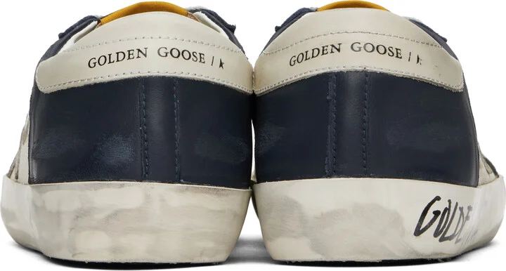 Golden Goose White & Navy Super-Star Sneakers - Image 2