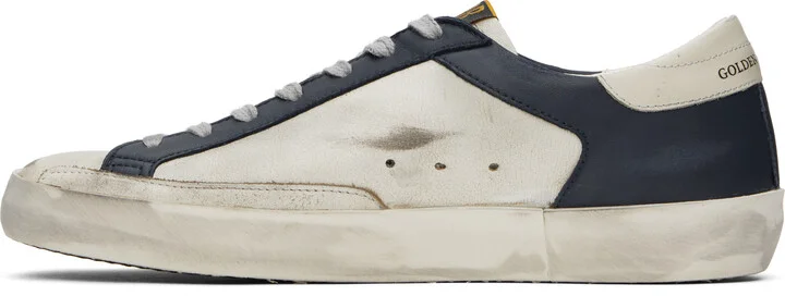 Golden Goose White & Navy Super-Star Sneakers - Image 3