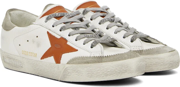 Golden Goose White & Orange Super-Star Penstar Sneakers - Image 4