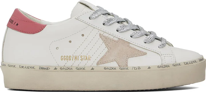 Golden Goose White & Pink Hi Star Classic Sneakers