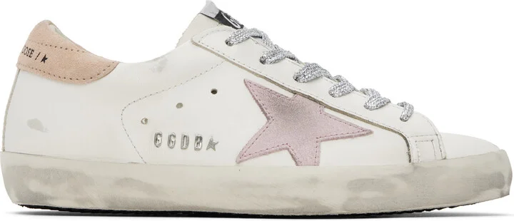 Golden Goose White & Pink Super-Star Classic Sneakers