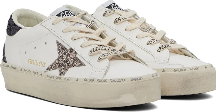 Golden Goose White & Purple Hi Star Classic Sneakers - Image 4