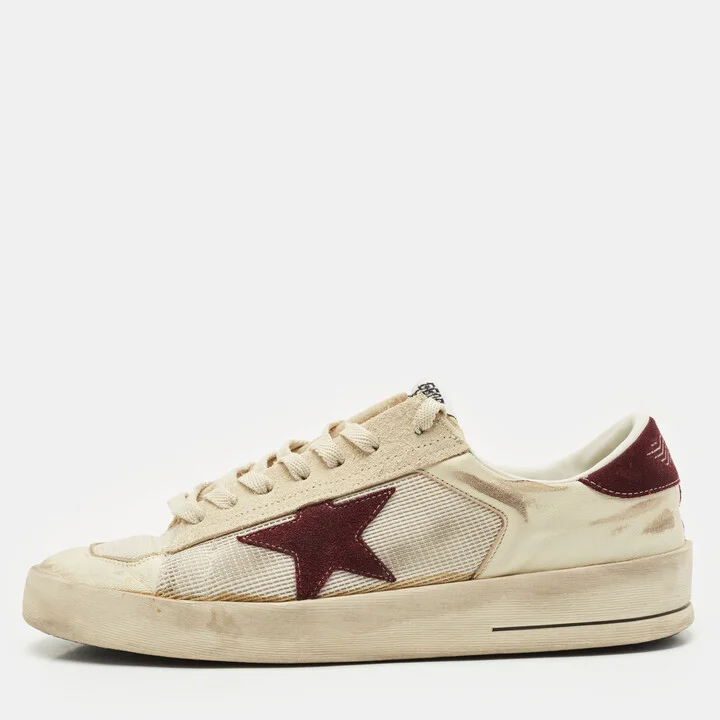 Golden Goose White/Purple Suede and Leather Stardan Lace Up Sneakers Size 43
