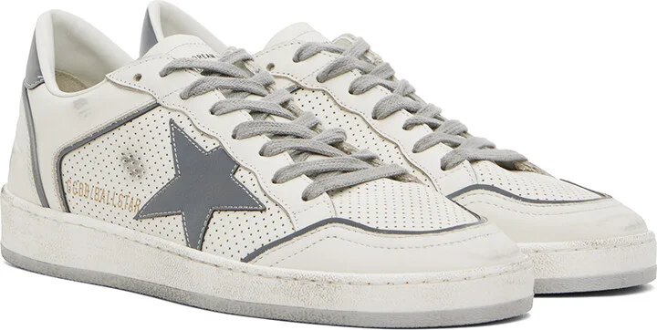 Golden Goose White & Silver Ball Star Sneakers - Image 4