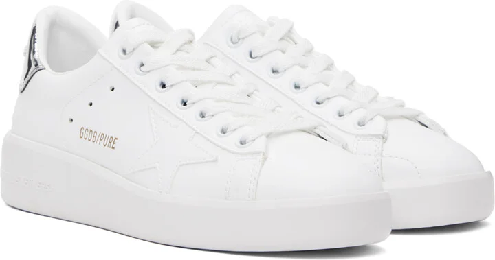 Golden Goose White & Silver Bio-Based Purestar Sneakers - Image 4