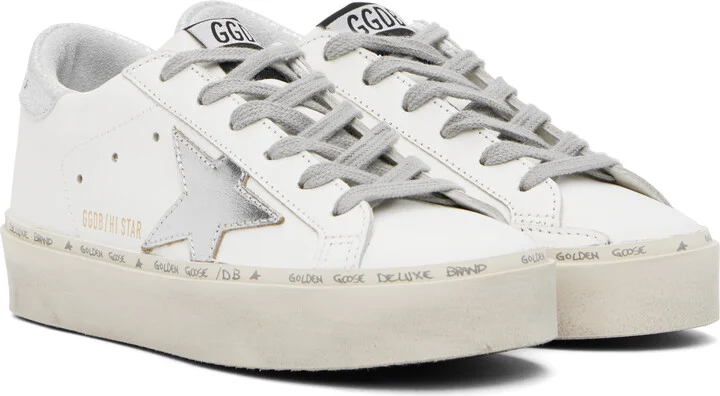 Golden Goose White & Silver Hi Star Classic Sneakers - Image 4
