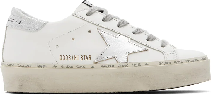 Golden Goose White & Silver Hi Star Classic Sneakers
