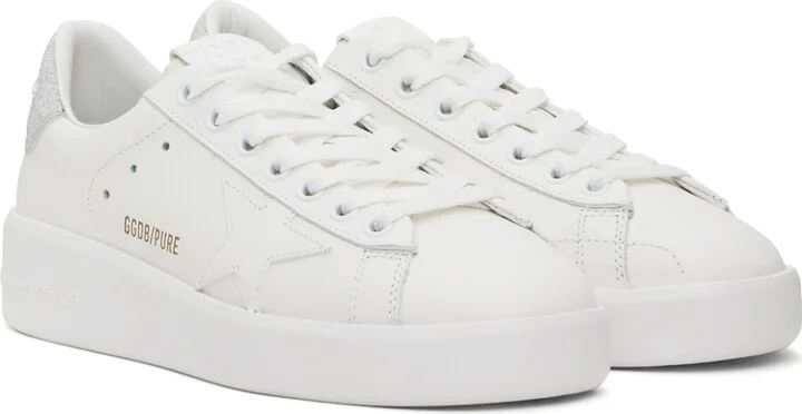 Golden Goose White & Silver Purestar Sneakers - Image 4