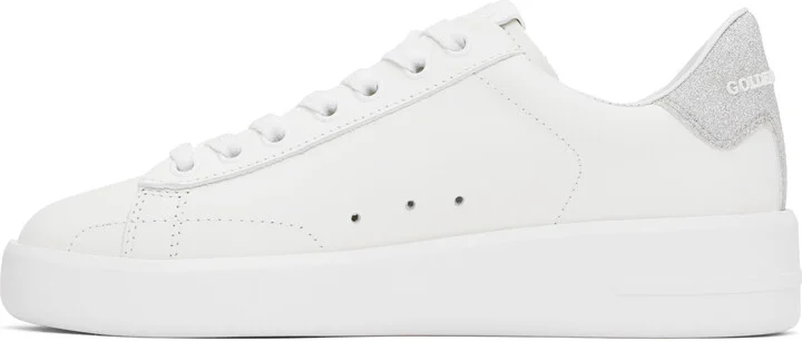 Golden Goose White & Silver Purestar Sneakers - Image 3