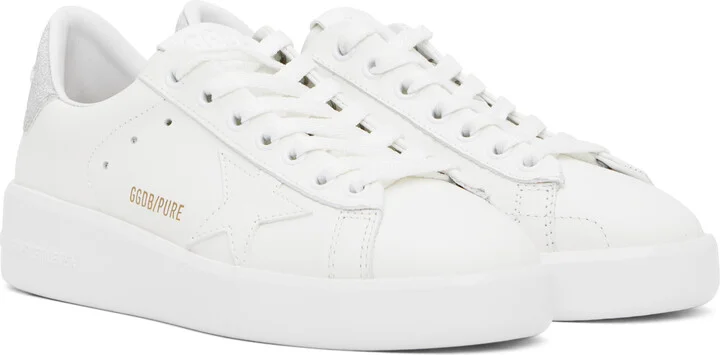 Golden Goose White & Silver Purestar Sneakers - Image 4