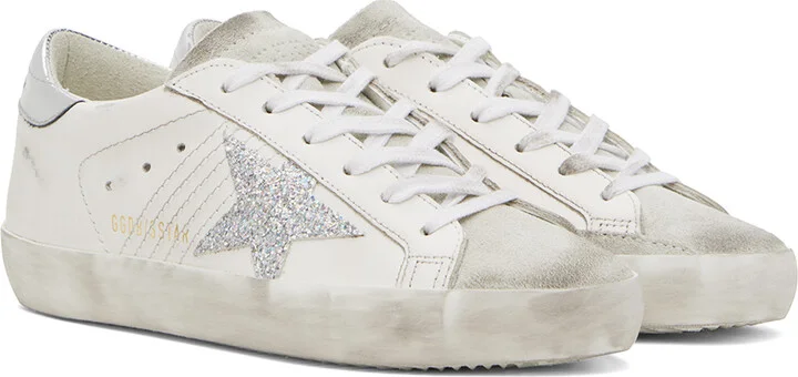 Golden Goose White & Silver Super-Star Sneakers - Image 4