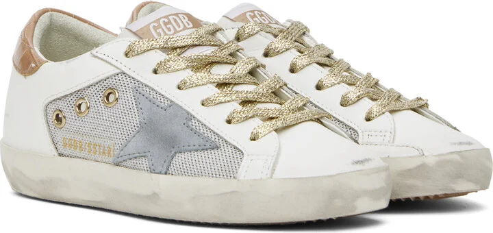 Golden Goose White & Silver Super-Star Sneakers - Image 4