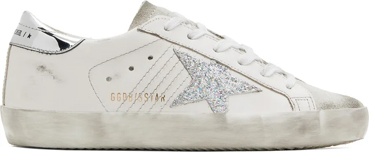 Golden Goose White & Silver Super-Star Sneakers