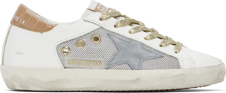 Golden Goose White & Silver Super-Star Sneakers