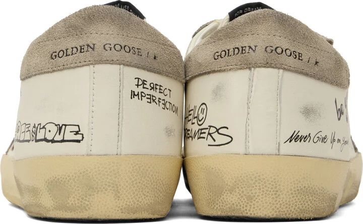 Golden Goose White & Taupe Super-Star Classic Sneakers - Image 2