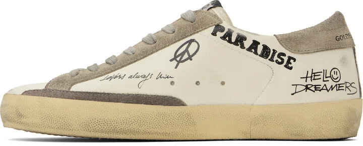 Golden Goose White & Taupe Super-Star Classic Sneakers - Image 3