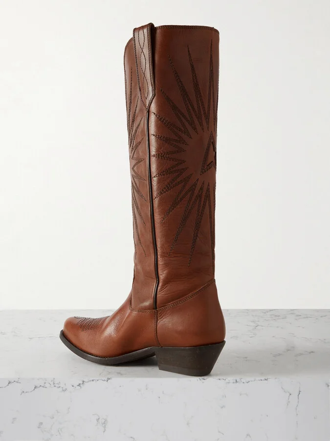 Golden Goose - Wish Star Embroidered Leather Cowboy Boots - Brown - Image 3