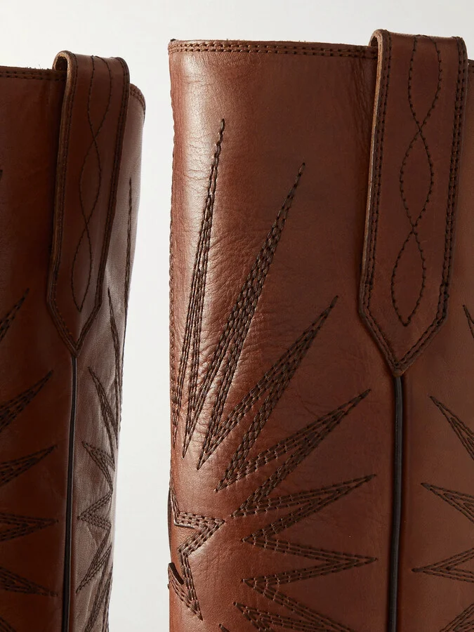 Golden Goose - Wish Star Embroidered Leather Cowboy Boots - Brown - Image 4