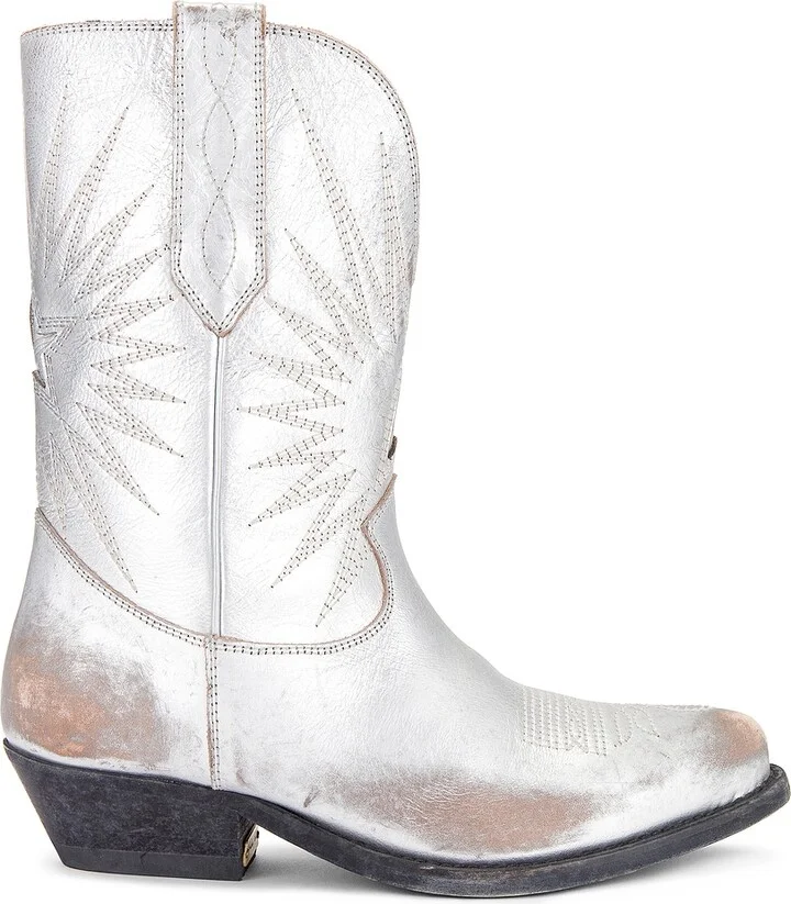 Golden Goose Wish Star Low Boot in Metallic Silver
