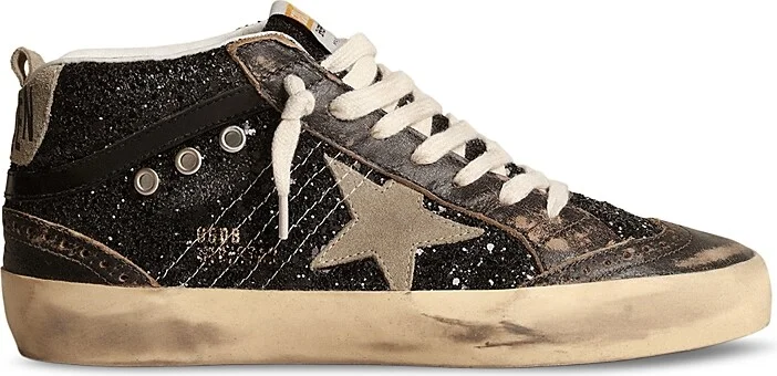 Golden Goose Women's Mid Star Glitter Lace Up Sneakers