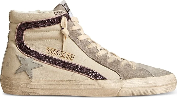 Golden Goose Women's Slide Classic Star & Glitter Wave High Top Sneakers