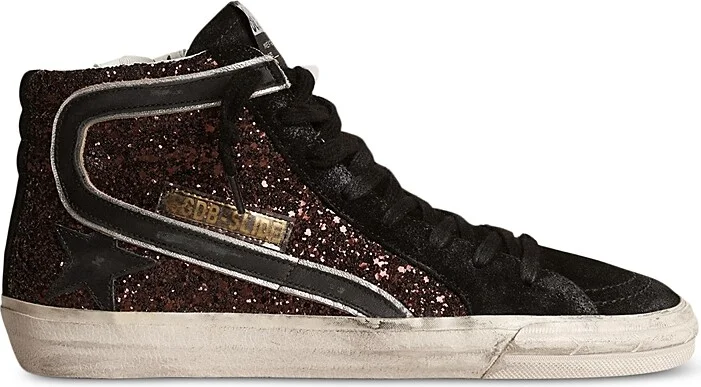 Golden Goose Women's Slide Glitter High Top Sneakers