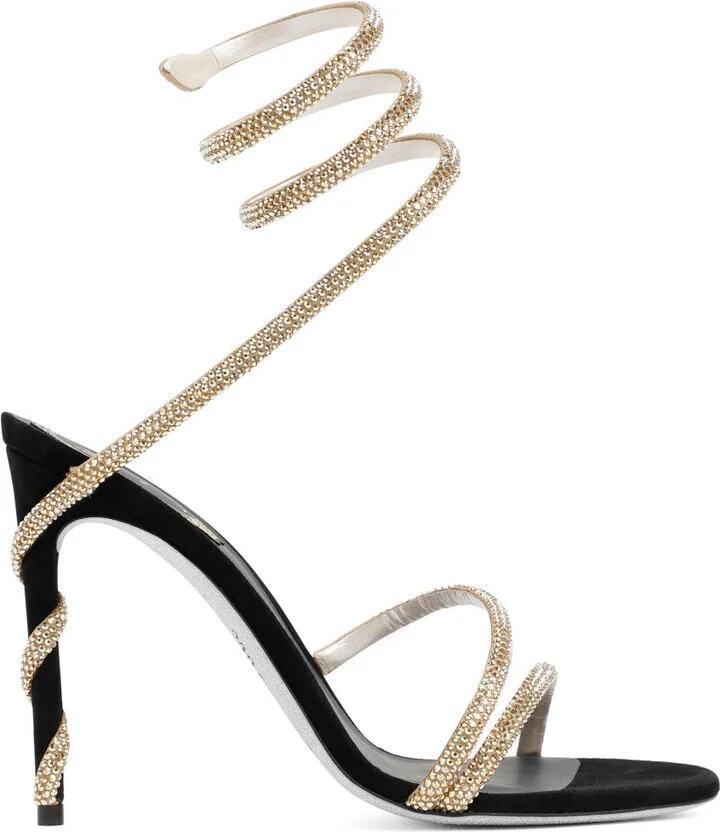 Golden Margot Crystal-Embellished Spiral Sandals