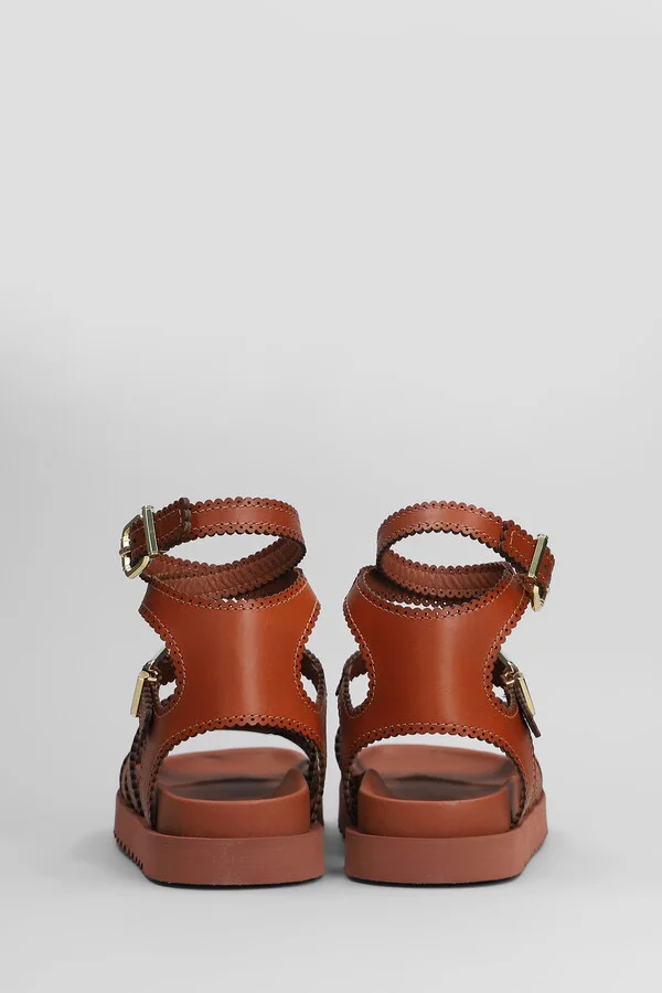 Goldie Gladiator Flats In Brown Leather - Image 4