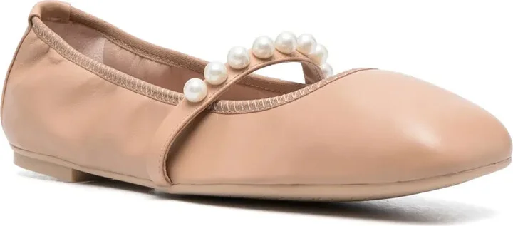 Goldie pearl-embellished leather flats - Image 2