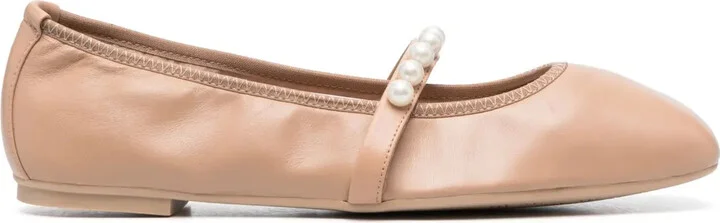 Goldie pearl-embellished leather flats