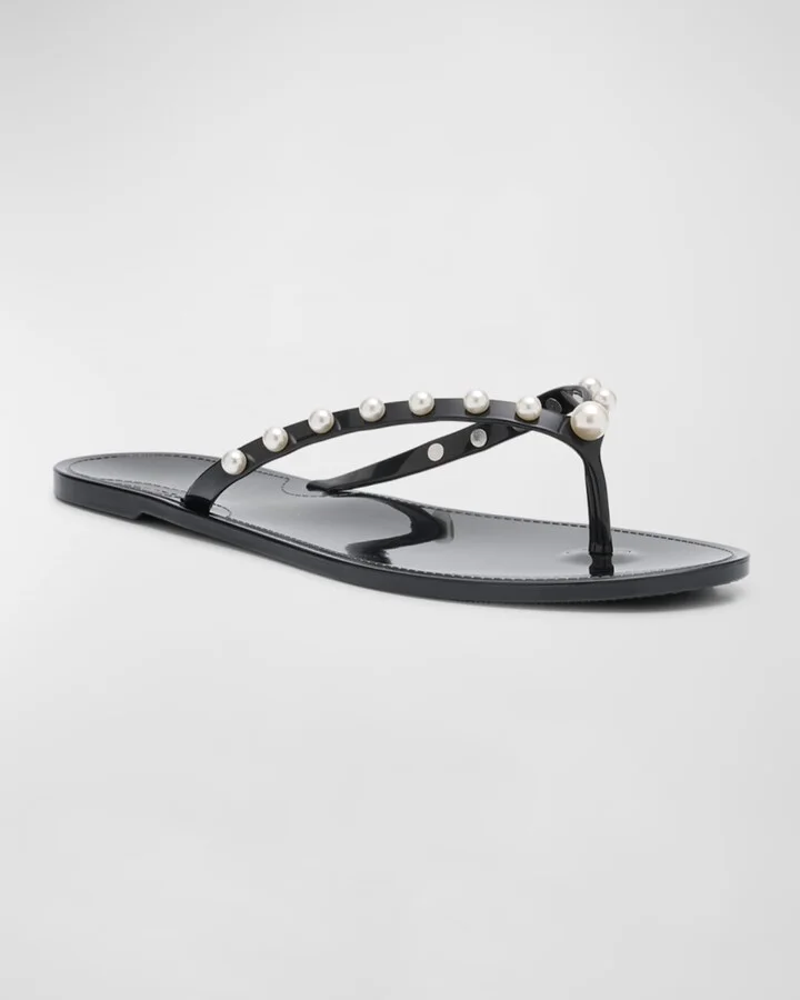 Goldie Pearly Stud Jelly Thong Sandals - Image 2