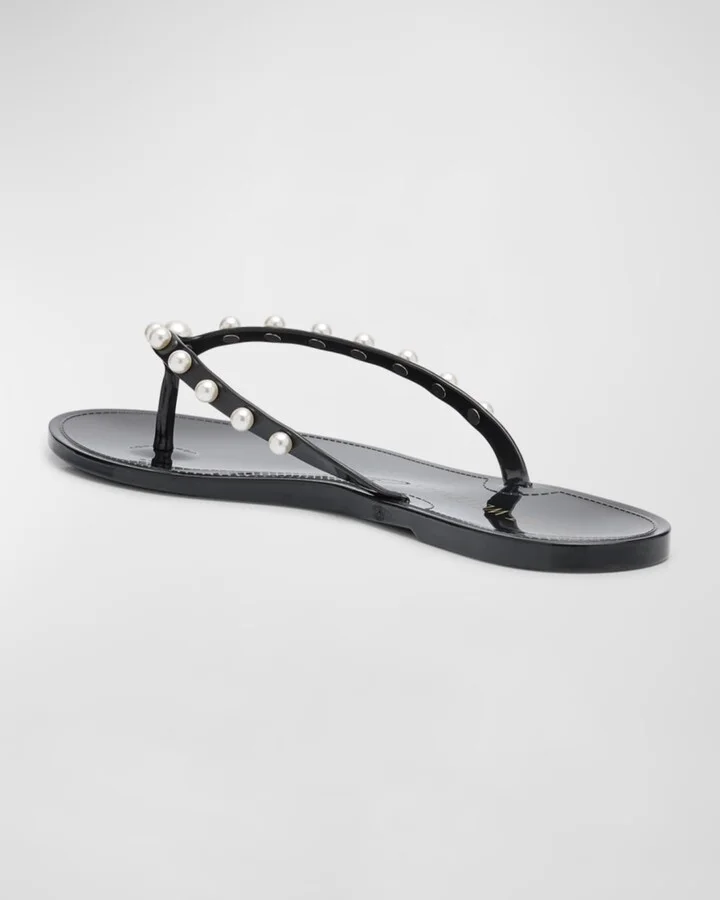 Goldie Pearly Stud Jelly Thong Sandals - Image 3