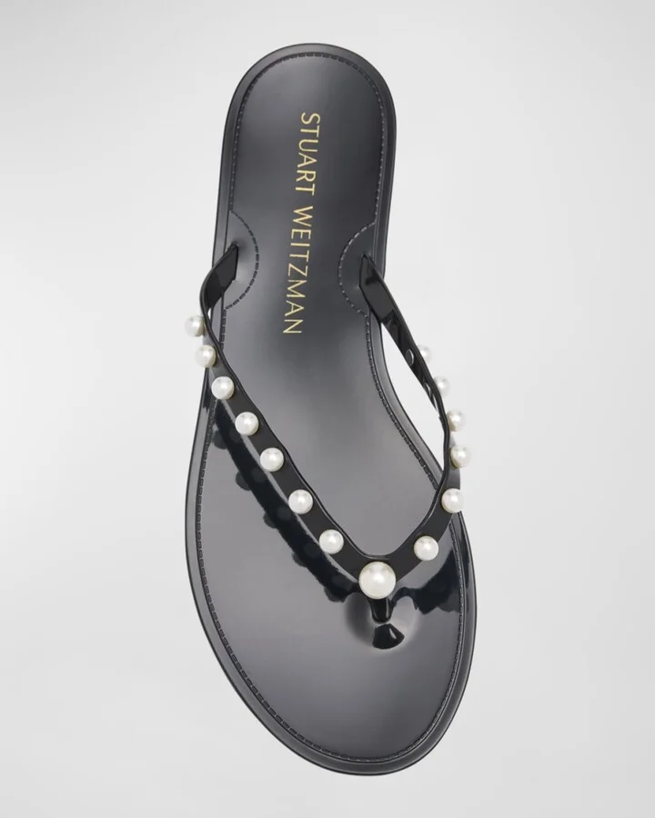 Goldie Pearly Stud Jelly Thong Sandals - Image 5