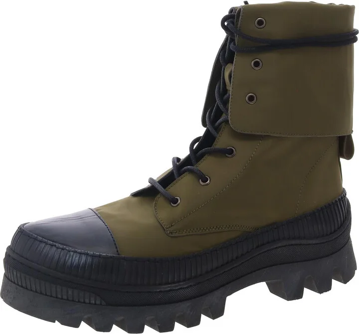 Goldie Womens Leather Over The Ankle Combat & Lace-up Boots
