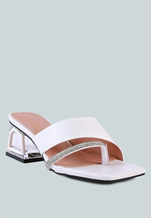 Golfy Rhinestone Embellished Strap Fantasy Heel Sandals - Image 3