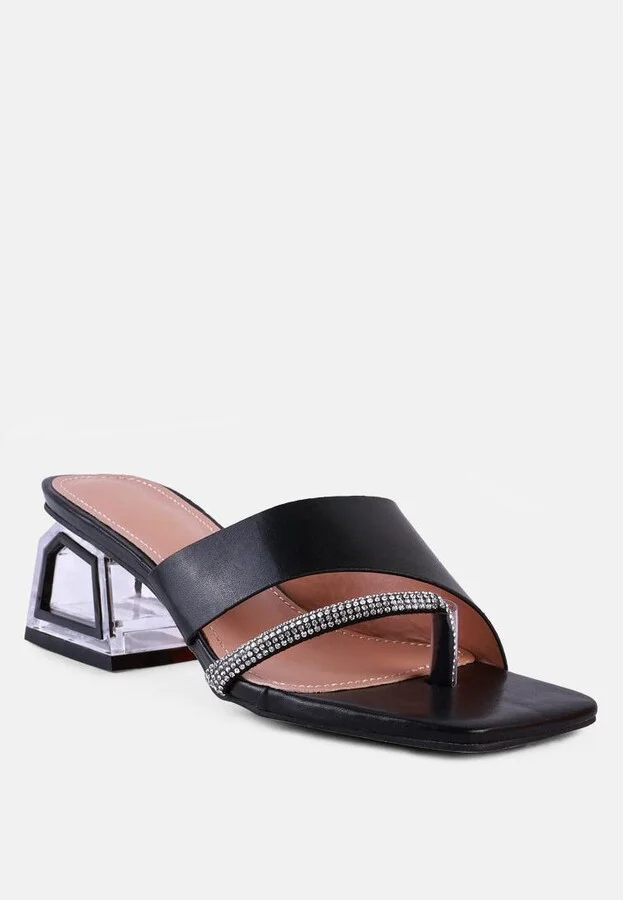 Golfy Rhinestone Embellished Strap Fantasy Heel Sandals - Image 4