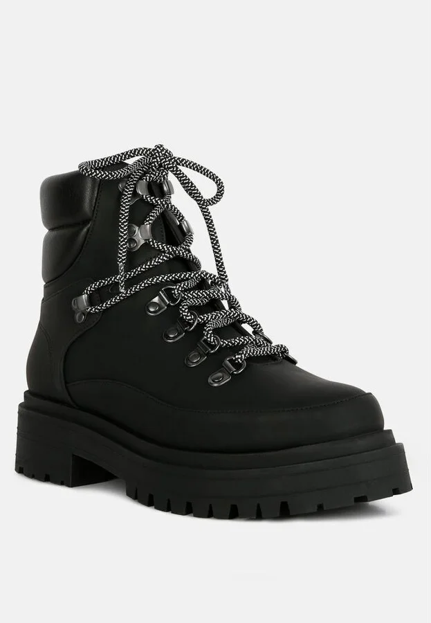 Goliath Lace Up Chunky Biker Boots - Image 3