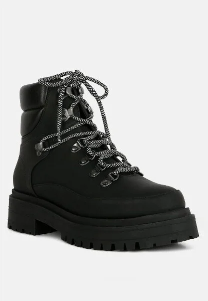 Goliath Lace Up Chunky Biker Boots Women - Image 2