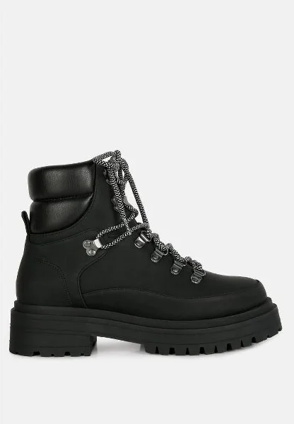 Goliath Lace Up Chunky Biker Boots Women