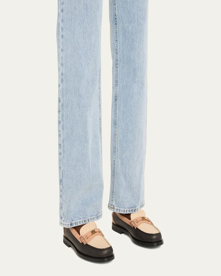 Gomma Colorblock Leather Chain Loafers - Image 4
