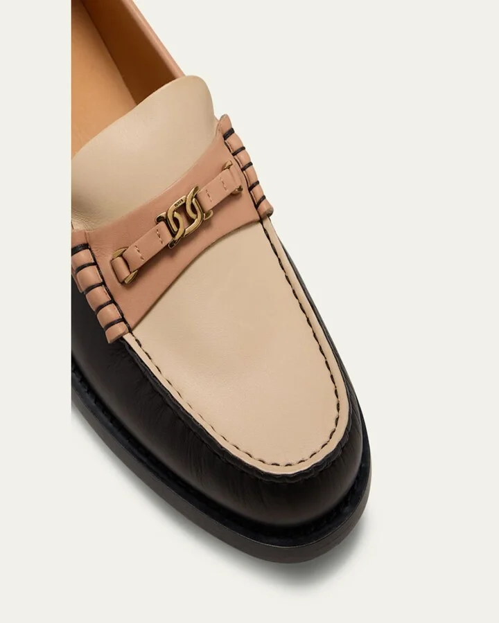 Gomma Colorblock Leather Chain Loafers - Image 9
