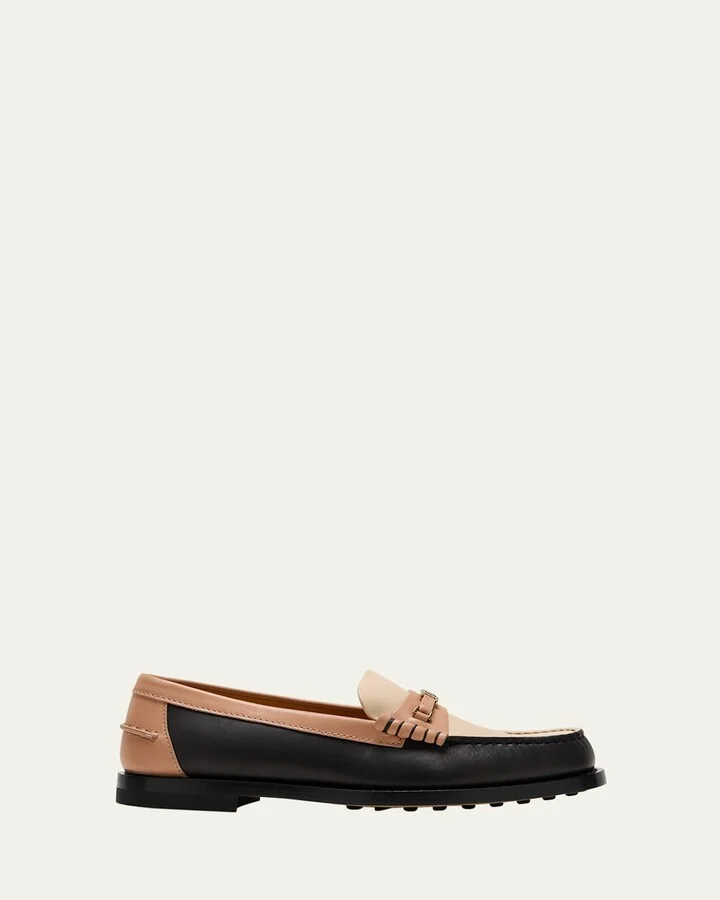 Gomma Colorblock Leather Chain Loafers