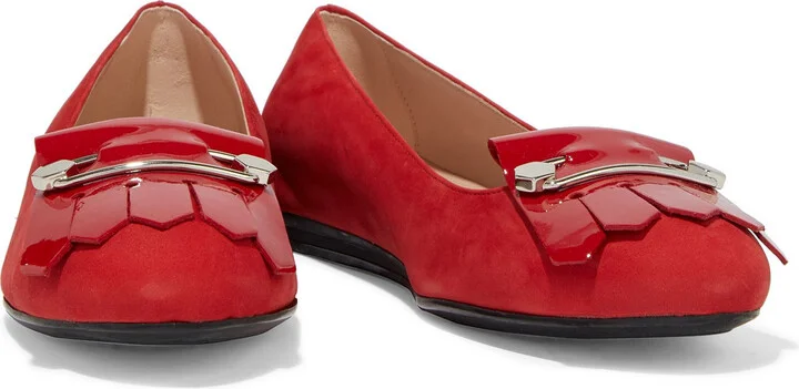 Gomma embellished fringed nubuck ballet flats - Image 2