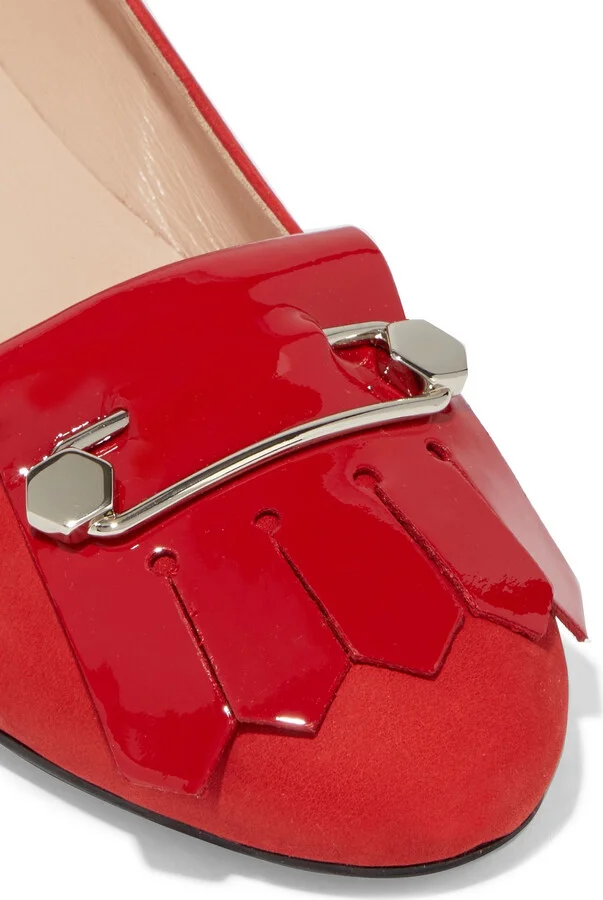 Gomma embellished fringed nubuck ballet flats - Image 4