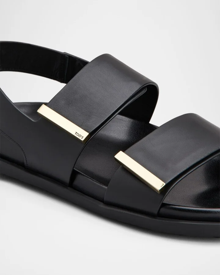 Gomma Leather Dual-Strap Comfort Sandals - Image 4