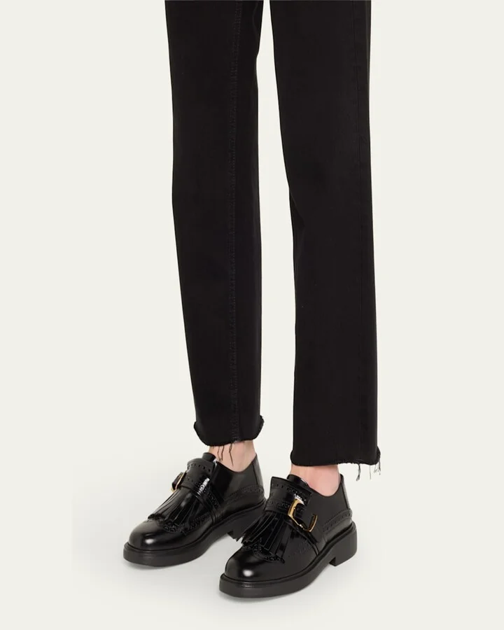 Gomma Leather Kiltie Buckle Oxford Loafers - Image 3