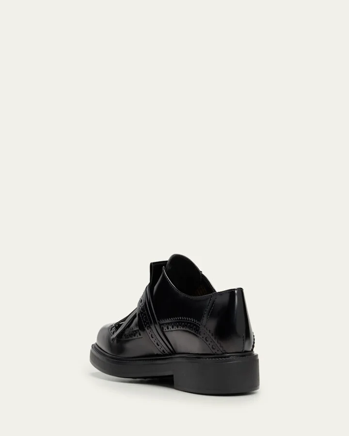 Gomma Leather Kiltie Buckle Oxford Loafers - Image 4